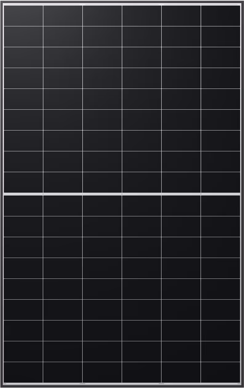 LONGi Hi-MO X10 LR7-54HVD, schwarze Vorderseite des Solarmoduls